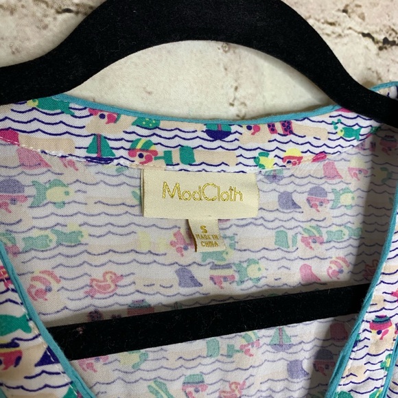 Mod Cloth fish and sail boat blouse - Picture 4 of 5